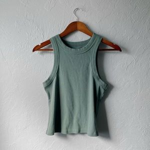 Old Navy Green Thick Knit Ribbed Indie Casual Tank Top Size Medium Fitted